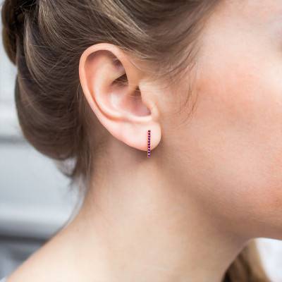 Boucles d'Oreilles Barrette, Or Jaune 375 ou 750 & Rubis - Aurora
