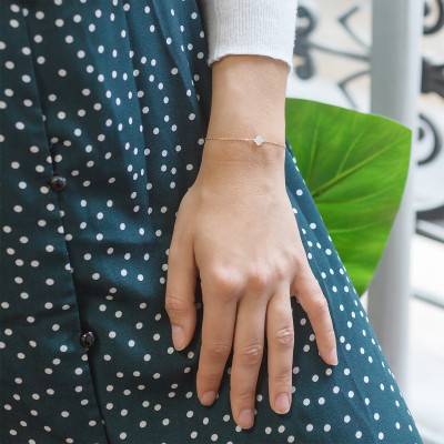 18K 750/1000 Yellow Gold Clover Bracelet 17 cm - Lucas Lucor