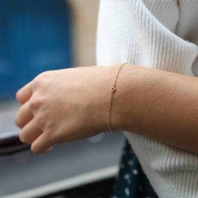 750/1000 Yellow Gold Star of David Bracelet, Length 16 cm to 18 cm - Lucas Lucor