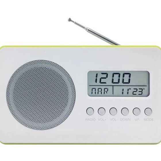 Radio-réveil LED Vedette - Argenté, Numérique, Quartz, Batterie, XXIe