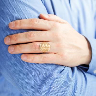 750/1000 18K Yellow Gold Napoléon III 10F Replica Coin Signet Ring - Imperium