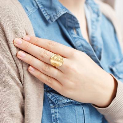 375/1000 Yellow Gold Napoléon III 20F Replica Coin Ring - Imperium