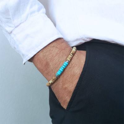 Bracelet jaspe, turquoise et perles heishi, 16 cm ou 18,5 cm - Sixtystones
