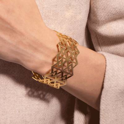 Léonie Gold Geometric Cuff Bracelet - Emma & Chloé