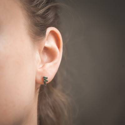 Boucles d'oreilles Or blanc & Tourmaline Verte - Aurora