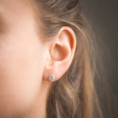 Rose Gold 375 or 750 Stud Earrings with Diamonds & Morganite - Aurora