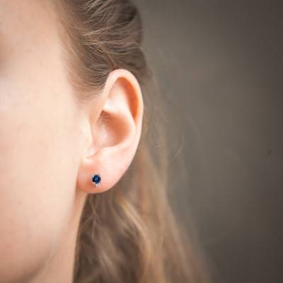 Boucles d'oreilles Or blanc Diamant & Topaze London Blue - Aurora