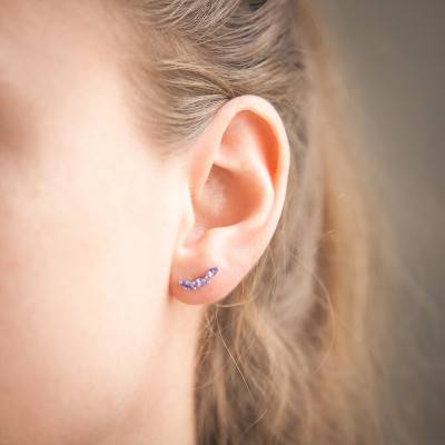 Boucles d'oreilles Or blanc & Tanzanites - Aurora