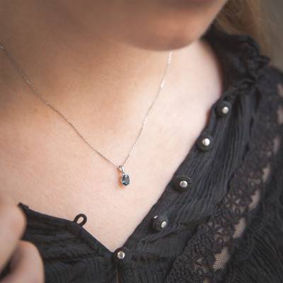 Pendentif Or Blanc 375 ou 750 & Topaze London Blue - Aurora