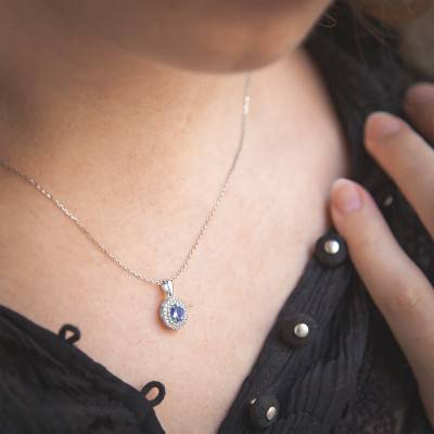Pendentif Or blanc Diamants & Tanzanite - Aurora