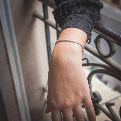 Bracelet Riviere en Or Blanc 375 ou 750 & 66 Diamants, Longueur 20 cm - Emanessence