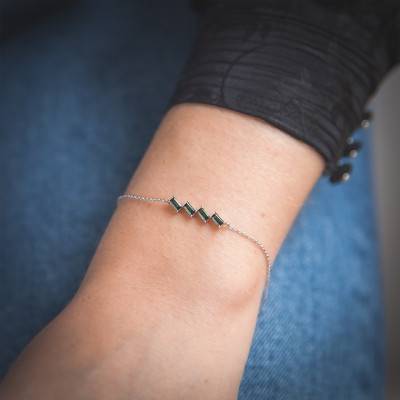 Bracelet Or blanc & 4 Tourmalines Vertes, Longueur 19,50 cm - Aurora