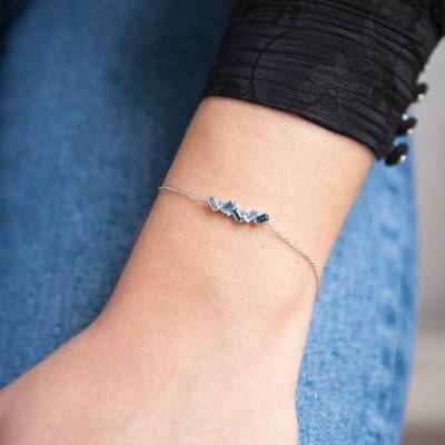 375/1000 or 750/1000 White Gold & Blue Topaz Bracelet, Length 19.50 cm - Aurora