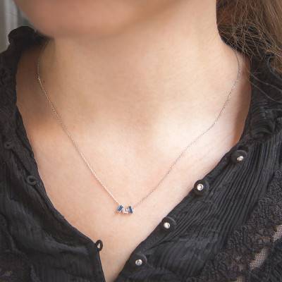 Collier Or blanc Topazes & Diamants, Longueur 38 cm - Aurora