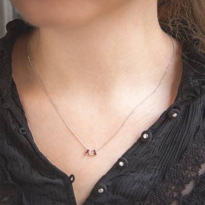 Collier Or blanc Rubis & Diamants, Longueur 38 cm - Aurora