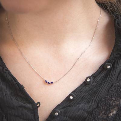 375/1000 or 750/1000 White Gold & Sapphire Necklace, Length 45 cm - Aurora