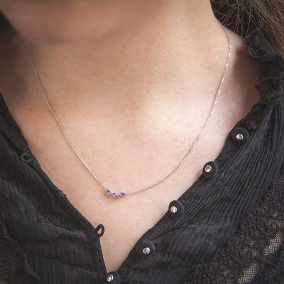Collier Or Blanc 375 ou 750 & Tanzanite, Longueur 45 cm - Aurora