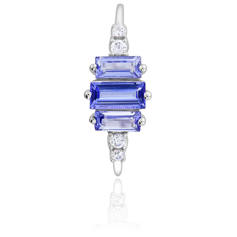 Bague Or Blanc Tanzanites Baguettes & Diamants - Aurora - Ocarat