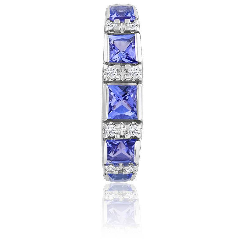 Bague Or blanc Tanzanites Diamants Aurora Ocarat