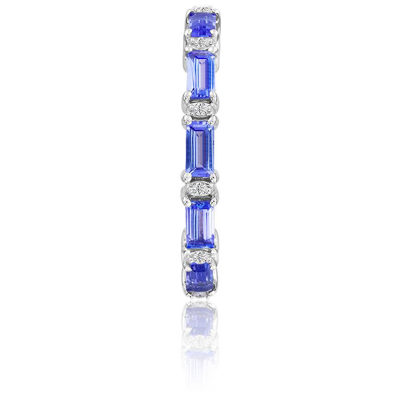 Bague Or Blanc 375 Ou 750, 5 Tanzanites & Diamants - Aurora - Ocarat