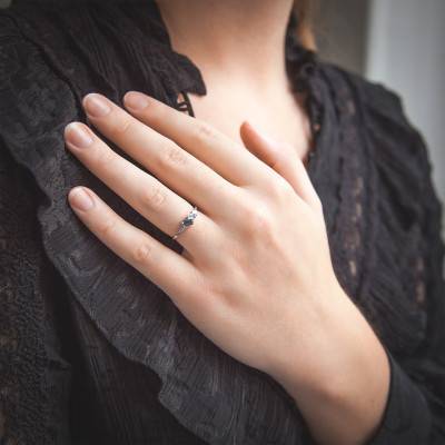 Bague Or Blanc 375 ou 750, Diamant & Topaze - Aurora