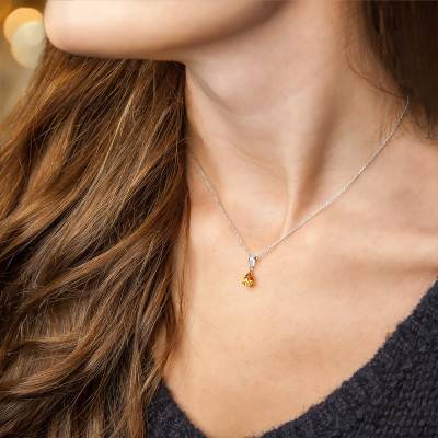 White 375 or 750/1000 Gold & Citrine Pendant - Aurora