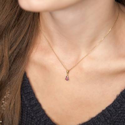 Yellow 375 or 750/1000 Gold & Pear-Cut Amethyst Pendant - Aurora