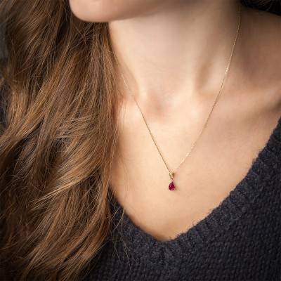 375/1000 Yellow Gold & Ruby Necklace, 45 cm Length - Aurora