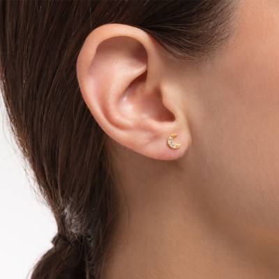 Clou d'oreille Unique Lune Pavé Doré, H2133-414-14 - Thomas Sabo