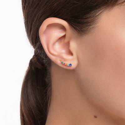 Boucles d'oreilles Grimpantes Pierres Colorées Dorées, H2158-488-7 - Thomas Sabo