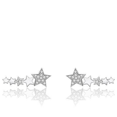 Boucles D'oreilles étoiles Argentées Neuves Avec étiquettes - Plaqué Argent, Zirconia Cubique, Clous
