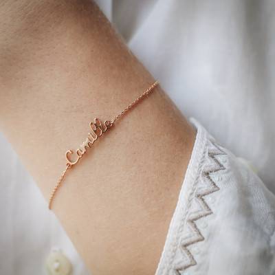 Bracelet Prénom Or Rose 375, Longueur de 15 à 19 cm - Rosatella