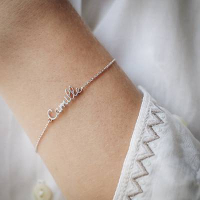 375/1000 White Gold Personalized Name Bracelet, 15 cm to 19 cm - Rosatella