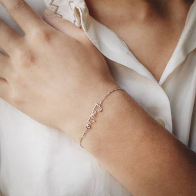 375 White Gold & Diamond Name Bracelet, Length 15 cm to 19 cm - Rosatella