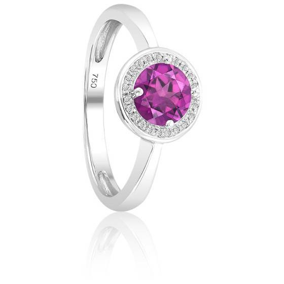 Bague En Cristal Rouge Plaqué Or Rhodié - Taille 6, Modèle R6948 (Neuf Sans Emballage)
