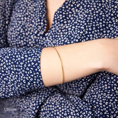 Bracelet Jonc Massif, Fil rond, Or Jaune 750, Diamètre 45 mm, Largeur 1,00 mm à 3,60 mm - Emanessence