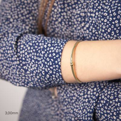 Bracelet Jonc Creux Lisse Or Jaune 750, Dimensions 50 mm x 60 mm, Largeur 3,00 mm - Emanessence