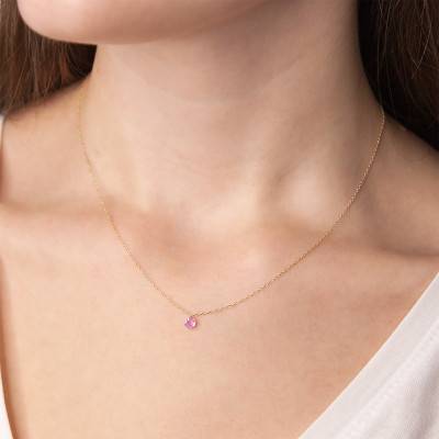 Collier Saphir Rose percé 0,30 ct & Or Jaune 750, Longueur 38 à 42 cm - Demetra