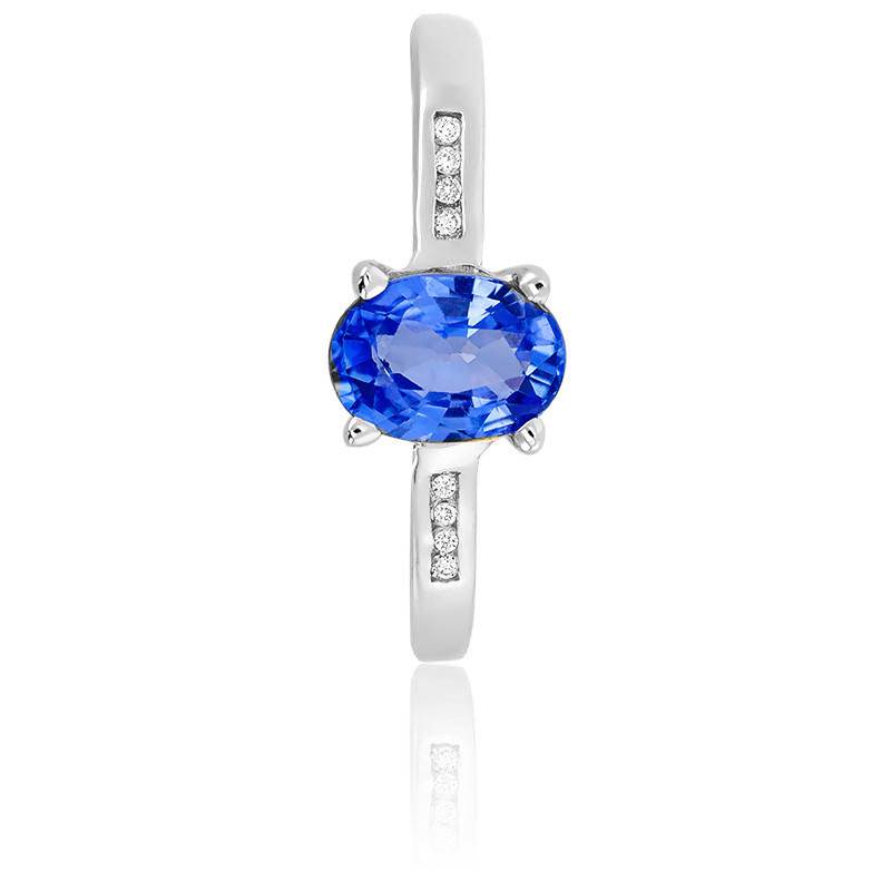 Bague En Or Blanc 14K Avec Tanzanite Et Diamant 1.14 Carats - Neuve Avec étiquettes - Taille O - Jewels4life