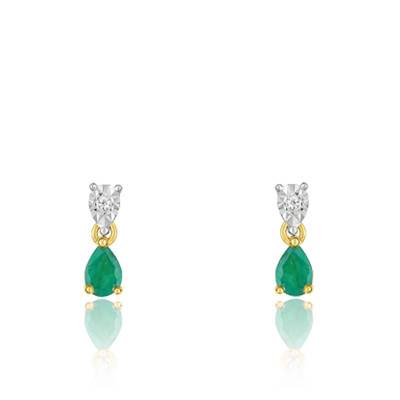 Boucles D'Oreilles Clous En Argent 925 Avec Émeraude Verte - Bijoux De Mariage Ou Cadeau Élégant