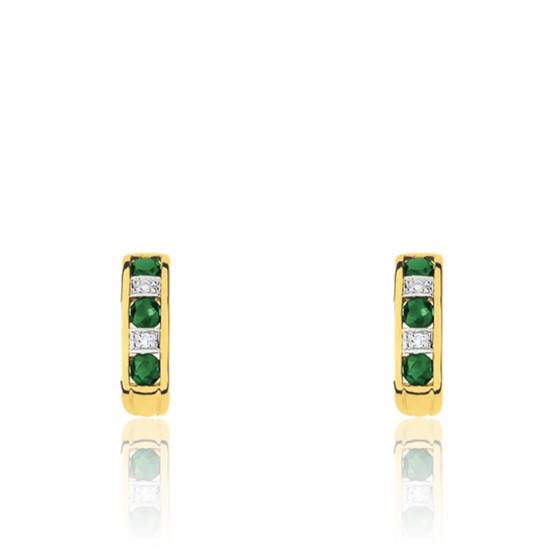 Bague En Or Gris 18K Avec émeraude Et Diamants - Modèle Fleur Taille 54