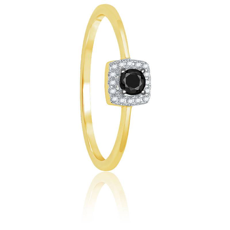 Bague Carr e Entourage Or jaune Diamants Ocarat