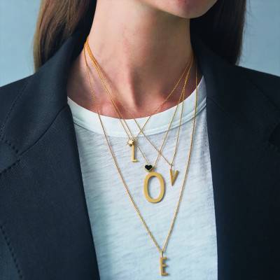 Pendentif lettre E charm plaqué or - Design Letters
