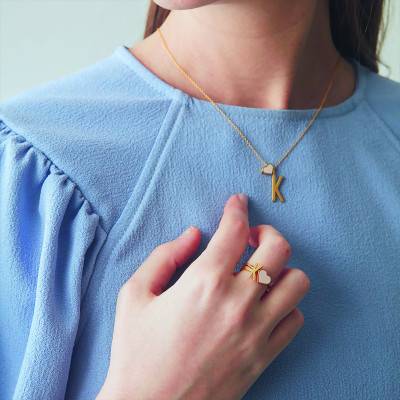 18K Gold-Plated Letter P Charm Pendant - Design Letters