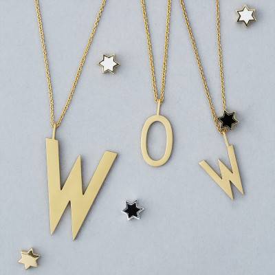 Yellow 18K Gold-Plated Charm Letter W Pendant - Design Letters