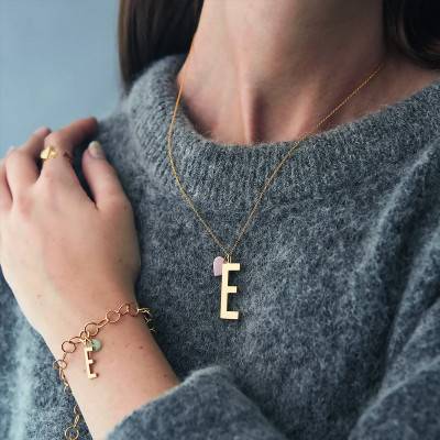 Yellow 18K Gold-Plated Charm Letter X Pendant - Design Letters