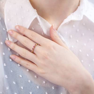 Bague Or Jaune 750, Rubis 0,66 ct, Diamants 0,1 ct - Orphée