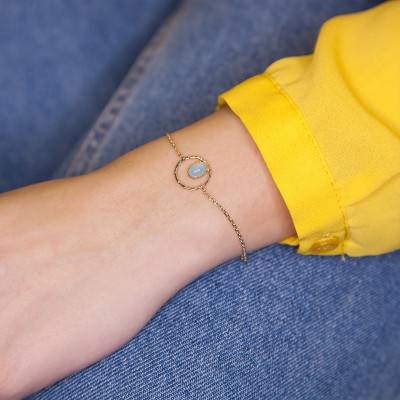 Bracelet plaqué or et agate bleue - Naïades