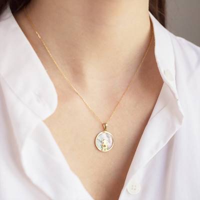 Yellow Gold 375 or 750 & Mother-of-Pearl Girl Pendant - Vandona