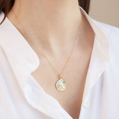 Yellow Gold 375 or 750 & Mother-of-Pearl Children Pendant - Vandona